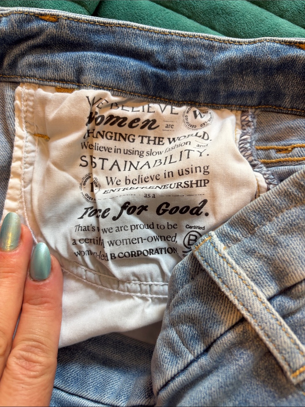 Frank & Eileen Galway Wide Leg Jeans Light Wash Raw Hem Size 25 Made in USA - Picture 9 of 10